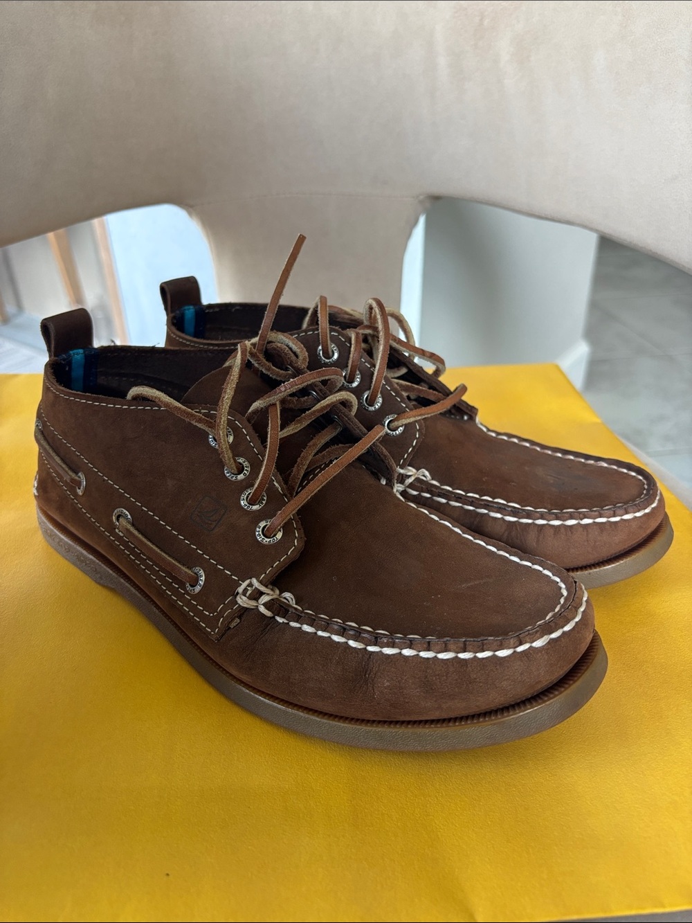 Sperry J. Crew Brown Leather Moc Toe Boat Shoes